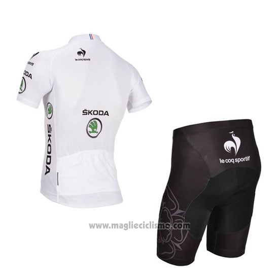 2014 Abbigliamento Ciclismo Tour de France Bianco Manica Corta e Salopette